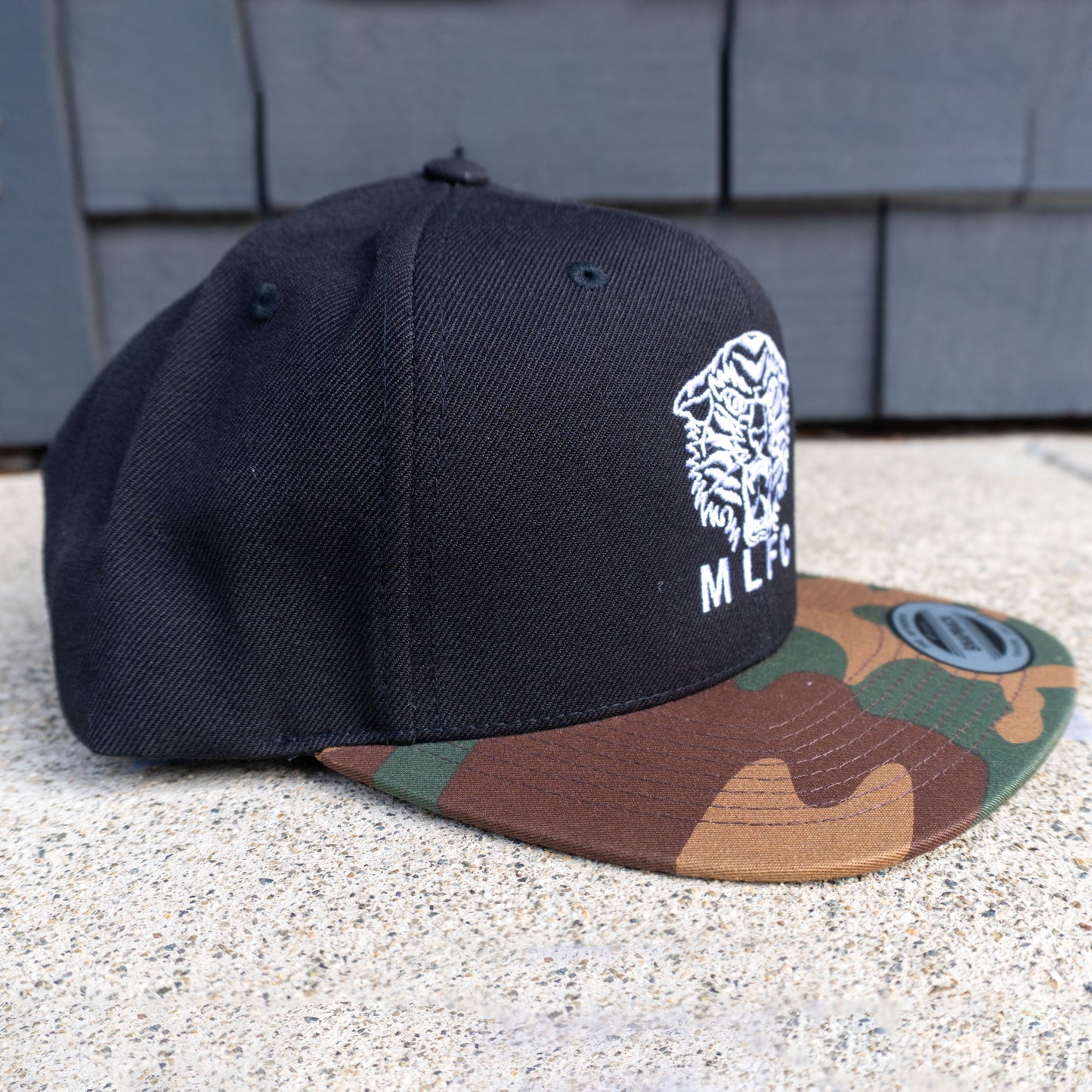 MLFC Custom Designed TIGER Embroidered Snapback Adjustable Cap BLACK W/CAMO LID