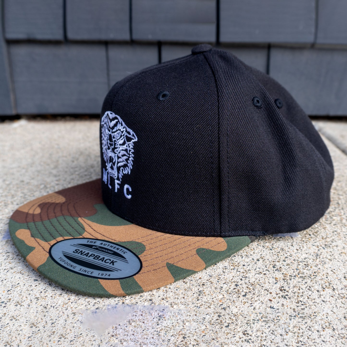 MLFC Custom Designed TIGER Embroidered Snapback Adjustable Cap BLACK W/CAMO LID