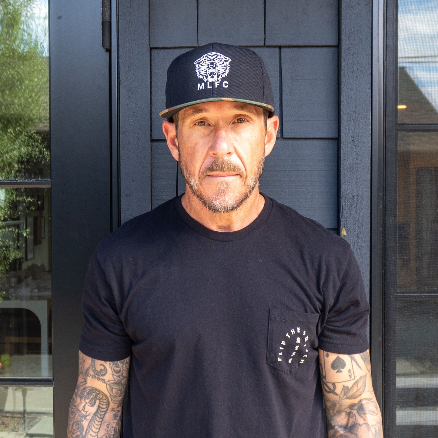 MLFC Custom Designed TIGER Embroidered Snapback Adjustable Cap BLACK W/CAMO LID