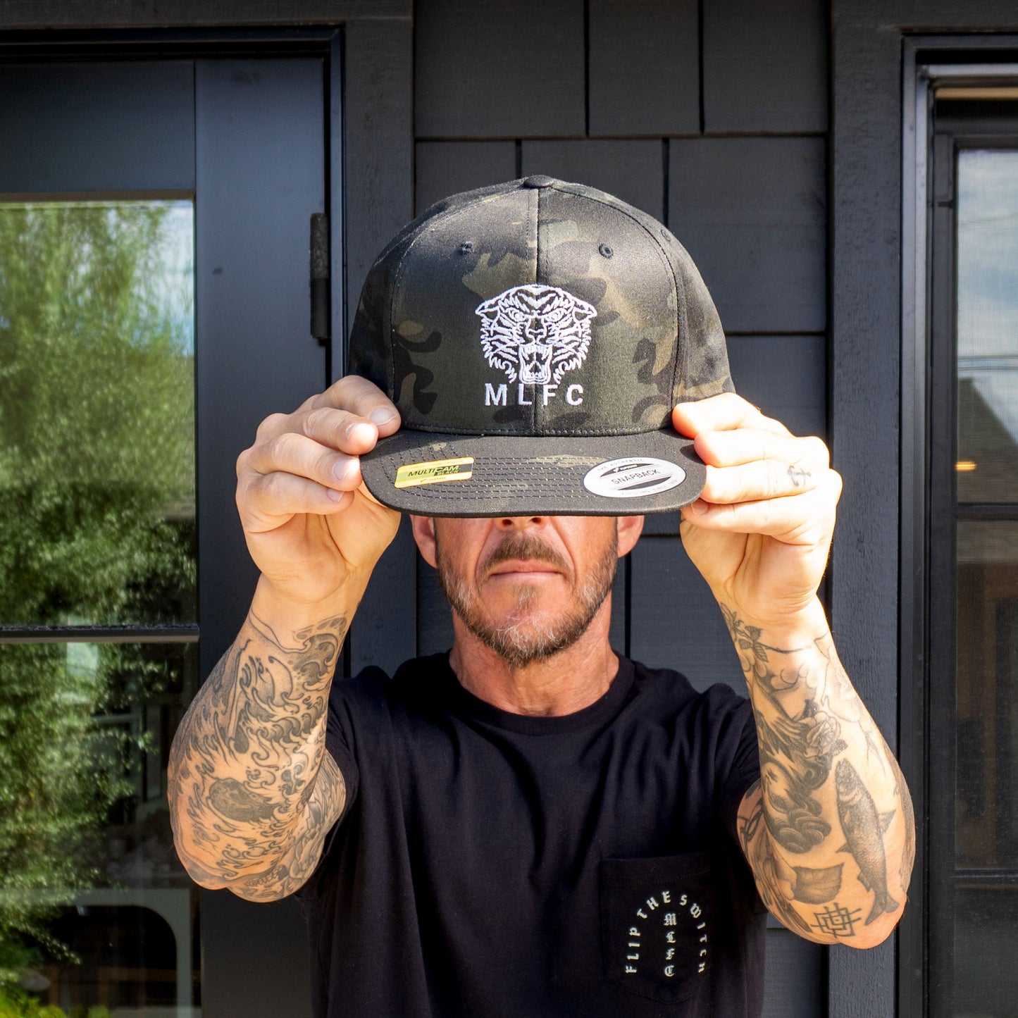 LIMITED EDITION MULTI CAMO MLFC CUSTOM DESIGNED TIGER Embroidered Snapback Adjustable Cap Black Camo