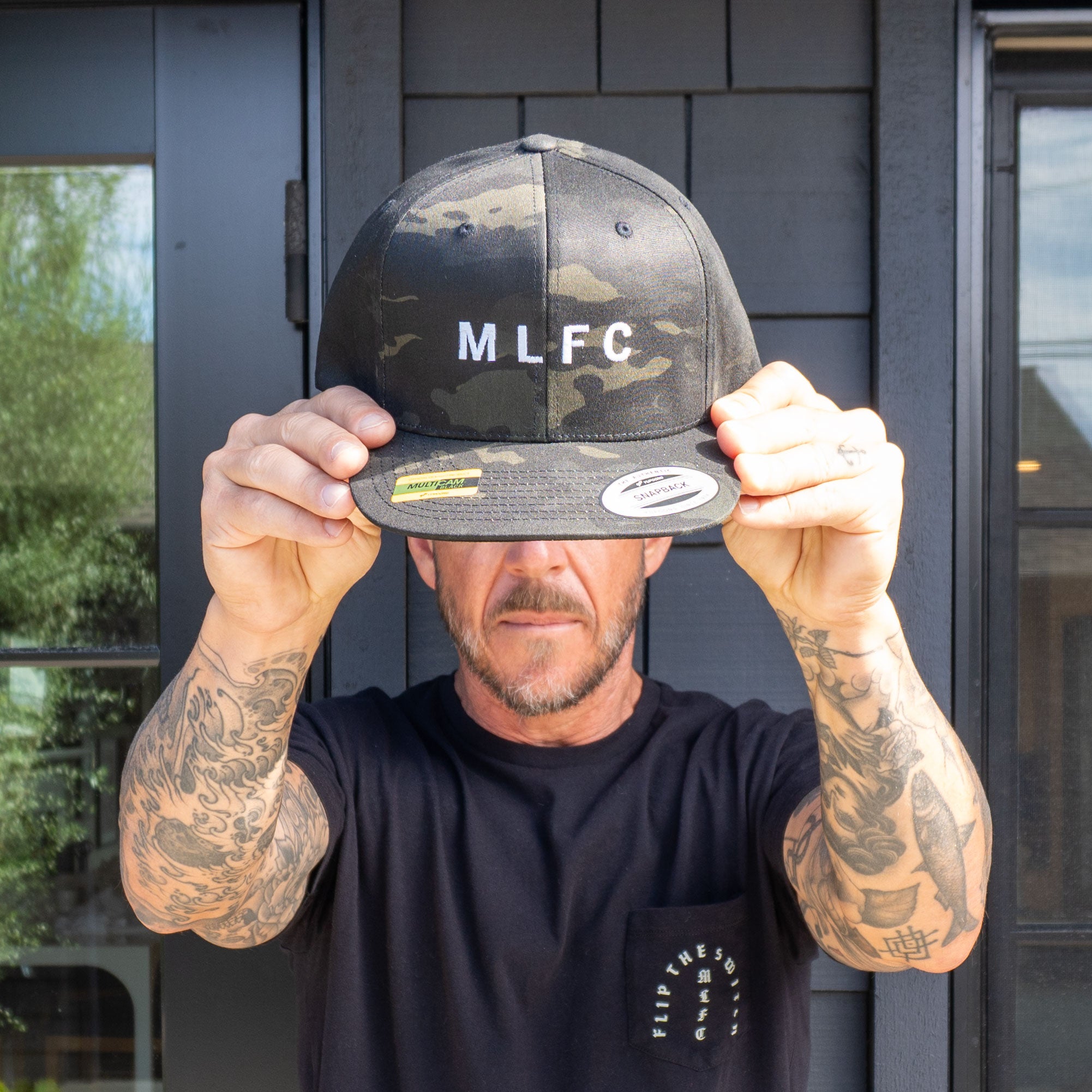 MLFC Multicam Snapback Hat White Embroidered | Midlife Fit Club