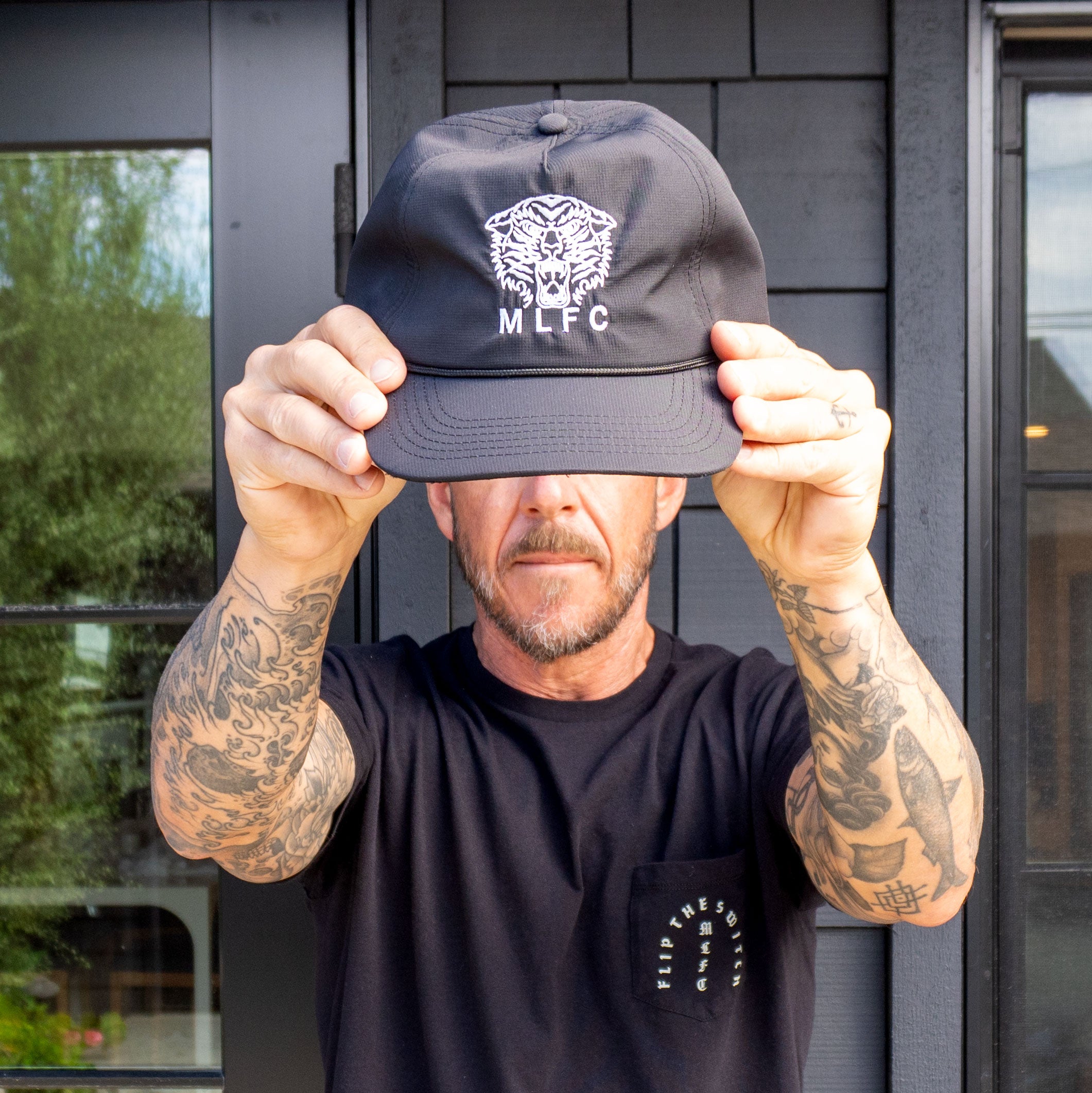 Black Mens Athletic Hat with Tiger Logo | Midlife Fit Club
