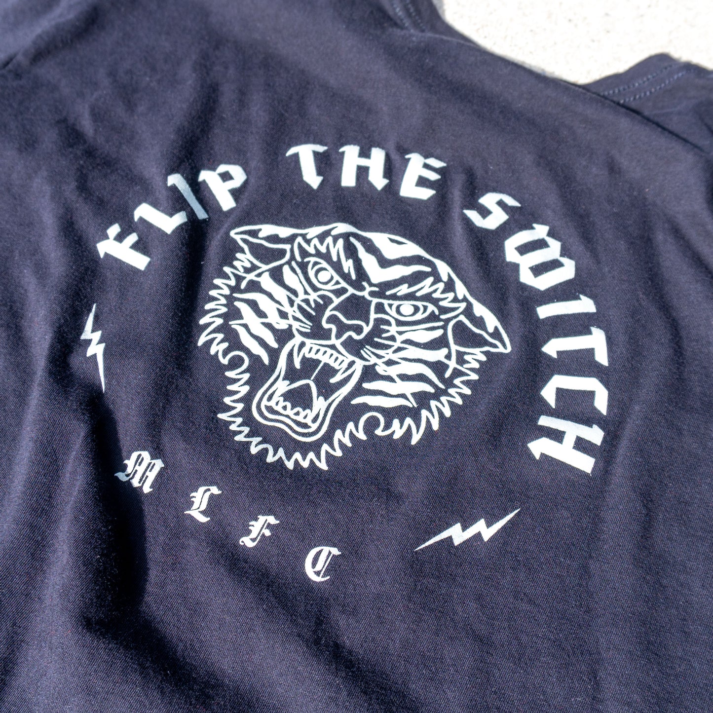 FLIP THE SWITCH TIGER 100% cotton super soft crewneck pocket t-shirt front & back screen print design