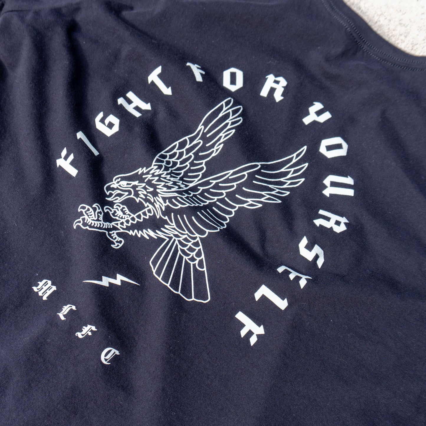 FIGHT FOR YOURSELF EAGLE 100% cotton super soft crewneck pocket t-shirt front & back screen print design